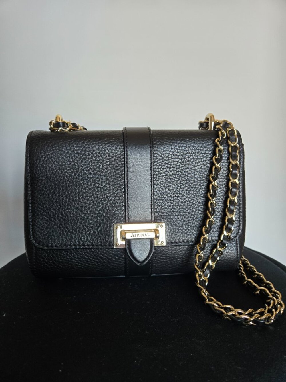 Aspinal of London Medium Lottie in Black Pebble